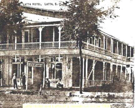 Old Latta Hotel and Dry Goods, postcard